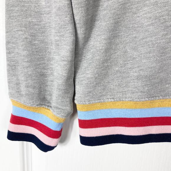 NWOT SOLD OUT NYC Sweatshirt S Limited-Edition Grey Rainbow-Stripe-Cuff&Hem Logo - Picture 6 of 10